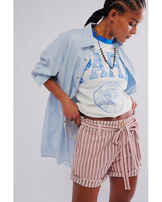 Free People Blue Fp One Harriet Striped Shorts