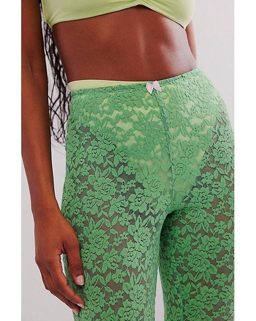 Free People Green All Day Lace Capris