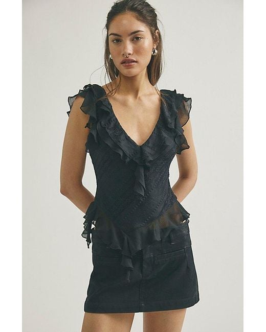 Free People Green Mille-Fleurs Vegan Suede Micro Skirt