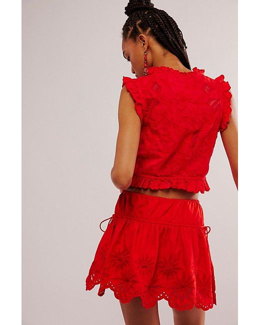 Free People Red Wildest Dreams Mini Skirt