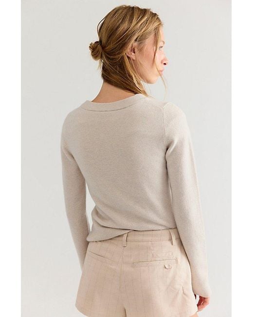 Free People Natural Malibu Cashmere Crewneck Sweater