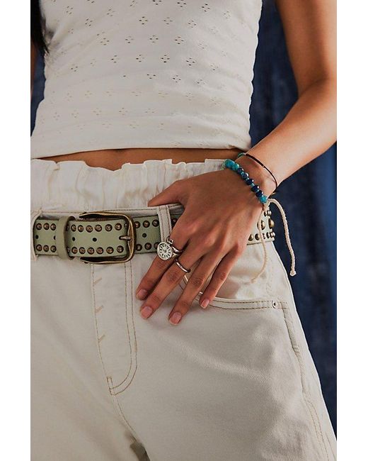 Free People Gray Sola Stud Belt At Free People In Matcha, Size: S/m