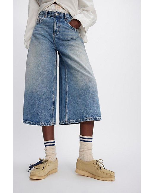 Free People Blue We The Free High Top Wide Crop Jeans