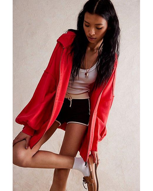 Free People Red Lucky Zip-up
