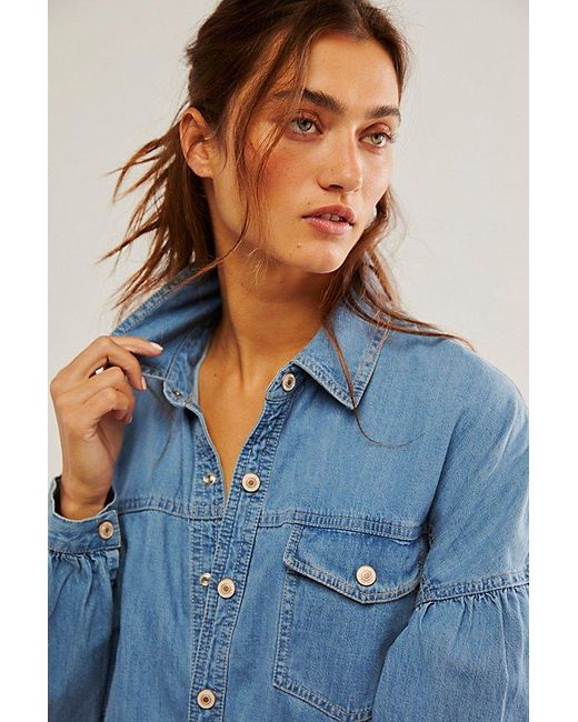 Free People Blue We The Free Zodiac Chambray One-piece