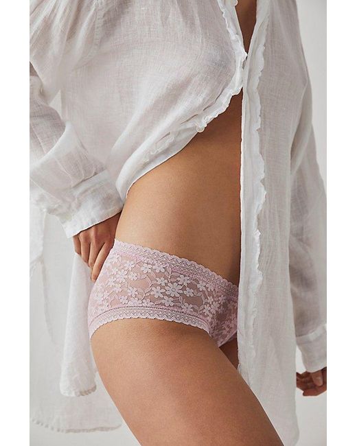 Free People Brown Low-rise Daisy Lace Boyshort Undies