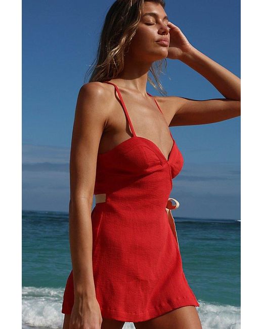free-est Blue Summer Cotton Rib Romper By