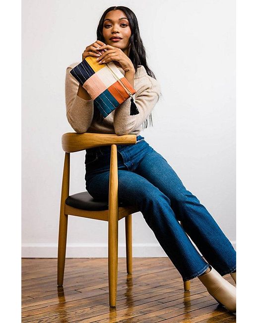 Anchal Blue Checkered Pouch