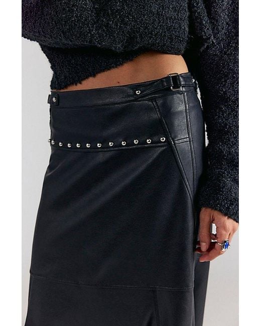 Free People Black Heart Of Stone Vegan Maxi Skirt