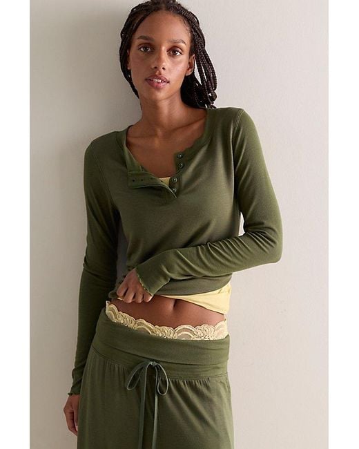 Intimately By Free People Green Dream State Henley Top By