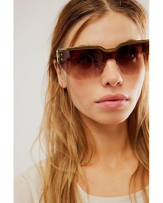 Free People Brown Amber Rimless Sunglasses