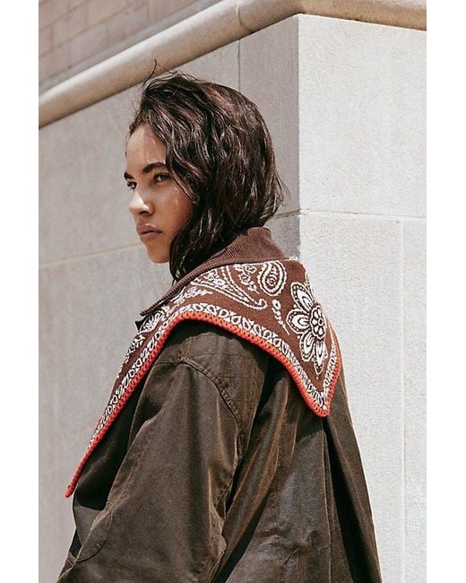 Free People Brown Carmen Knitted Triangle Bandana