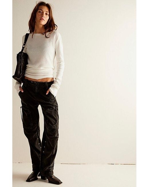 Free People Can't Compare Slouch Pants At In Washed Black, Size: Large