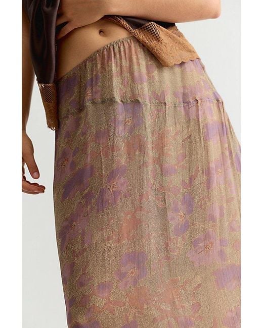 Free People Brown Karis Crinkle Midi Skirt