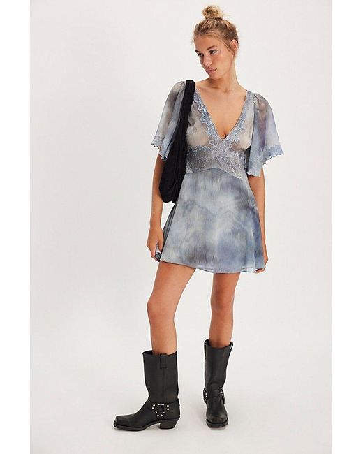 Free People Blue Chance On Me Mini Dress