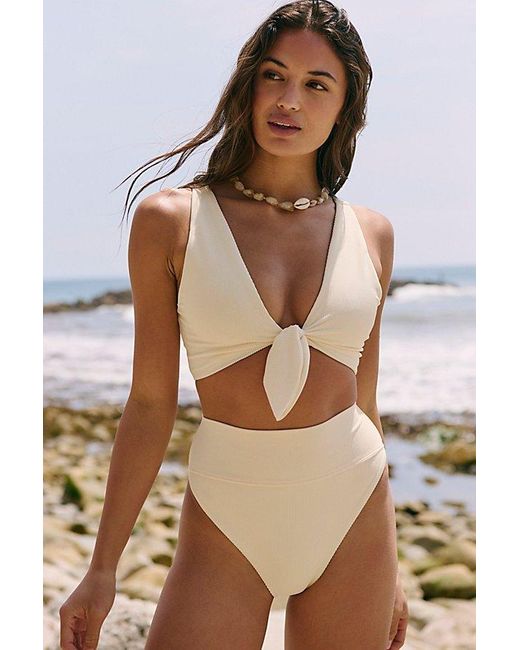 Beach Riot Brown Solid Highway High-Waisted Bikini Bottoms