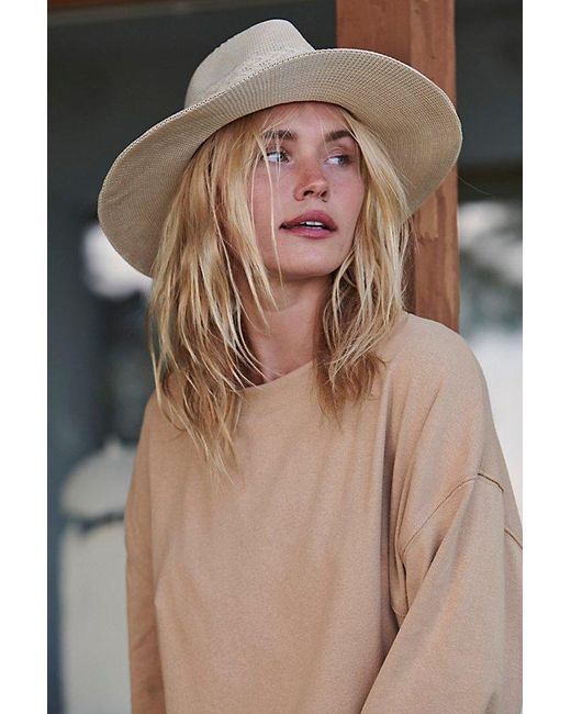 Free People Natural Arrow Woven Packable Hat At In Beige