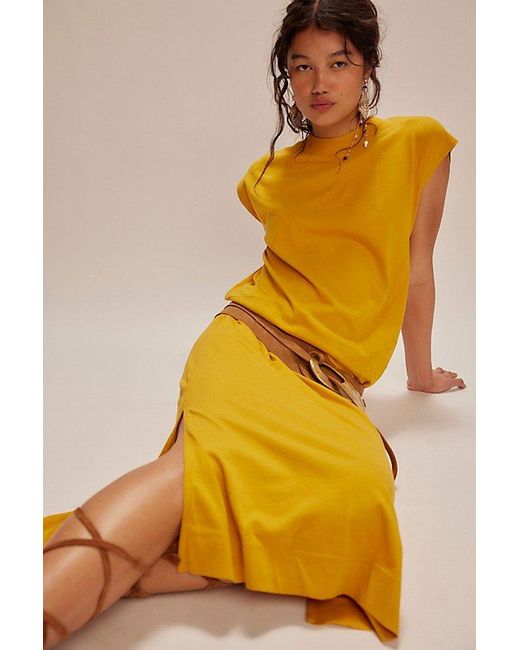 Free People Yellow All Day Long Midi Dress