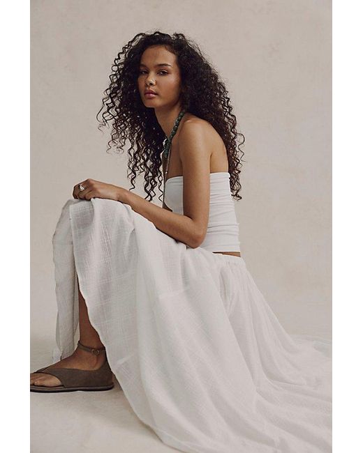 Free People White Ives Solid Maxi Skirt