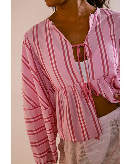 Free People Pink Brunch Babe Blouse