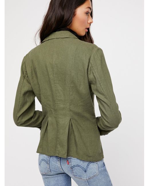 Free people linen blazer clearance