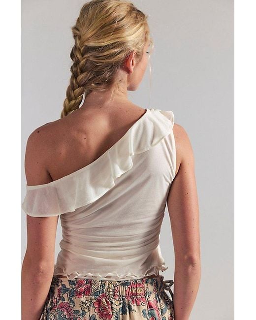 Free People Gray Isla Off-The-Shoulder Ruched Sleeveless Top