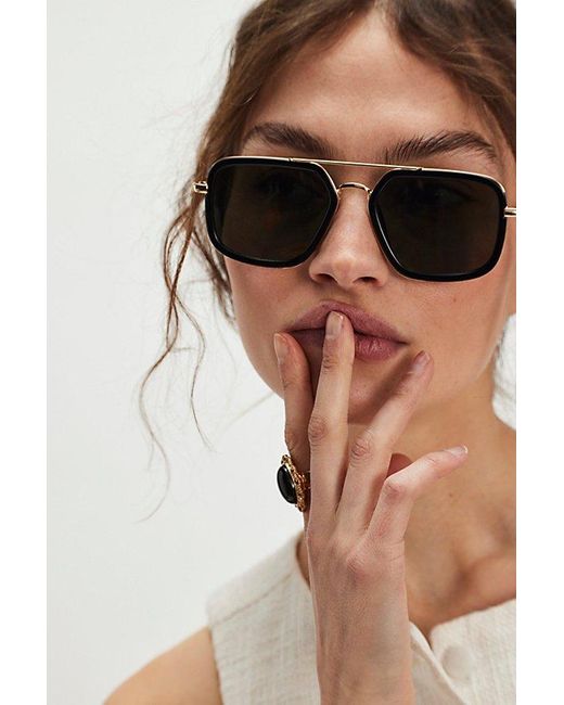Free People Gray Luna Classic Oversized Aviator Sunglasses