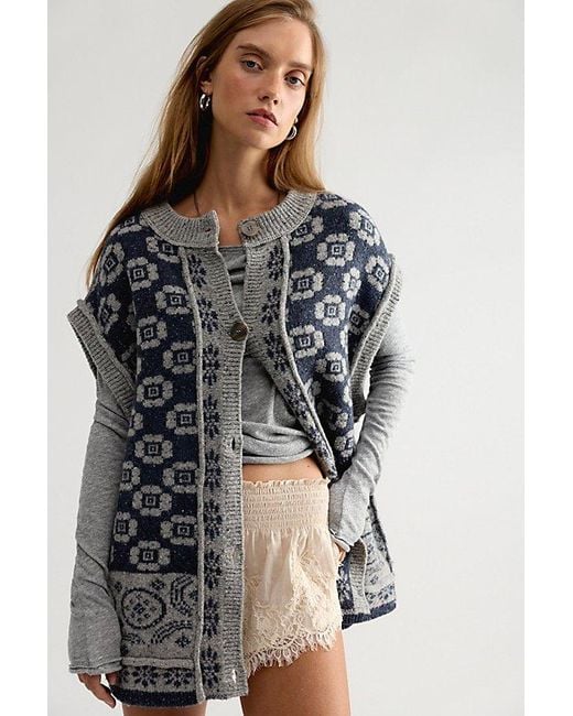 Free People Multicolor Patch And Peach Wool Vest Jacket