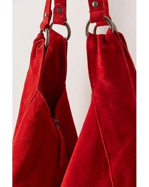 Free People Red Roma Suede Tote Bag