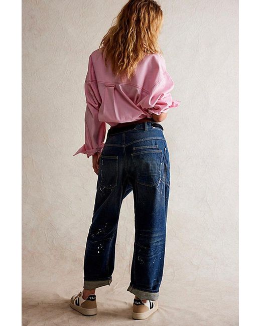 Free People Blue Moxie Pull-on Barrel Jeans At Free People In Cerulean Skies, Size: 25