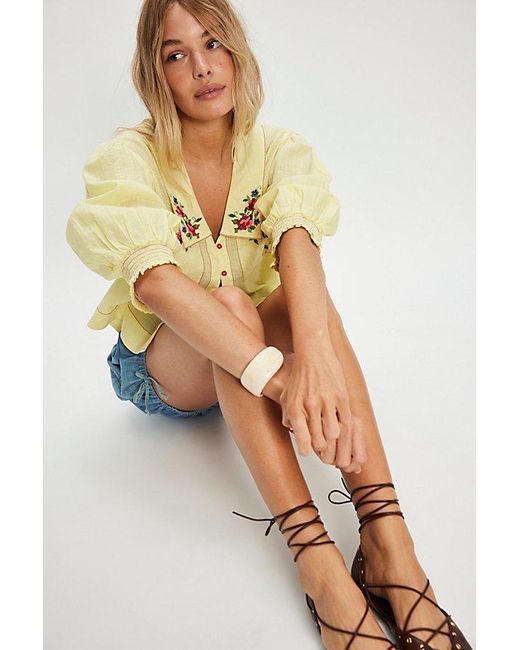 Free People Yellow Ryland Blouse