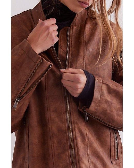 Free People Brown Vinny Vegan Bomber Jacket