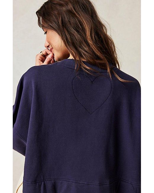 Free People Blue Eleanor Sweatshirt At In Tempest Combo, Size: Xs