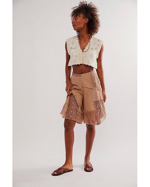 Free People Brown Tess Patched Shorts