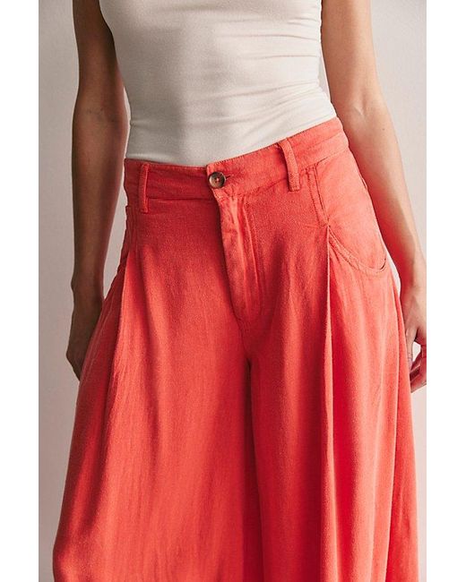 Free People Red About It Baggy Linen Trousers