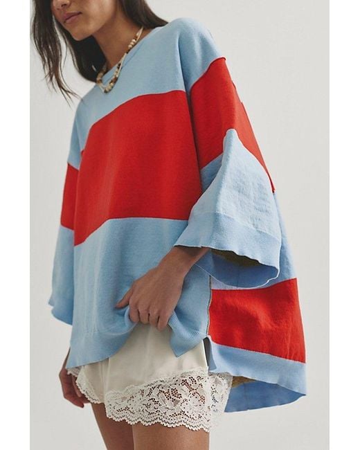 Free People Red Eugene Pullover