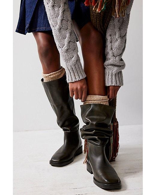 Free People Black Townes Fold Down Boots At Free People In Bitter Olive, Size: Eu 38