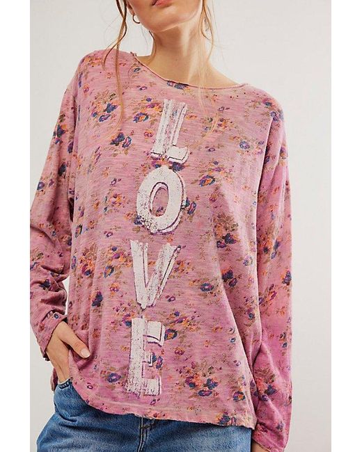 Magnolia Pearl Pink Floral Love Tee At Free People In Azale