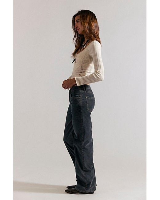 Free People Black Tennessee Low-Rise Corduroy Boyfriend Jeans