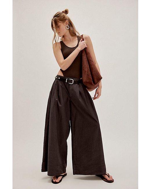 Free People Black Paige Pleated Pull-On Trousers