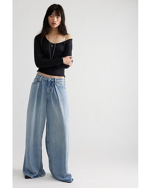 Lee Jeans Blue Lqd Slouchy Pleated Trouser Jeans