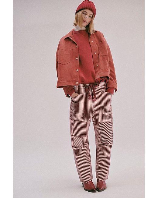 Free People Red Moxie Railroad Low-slung Jeans