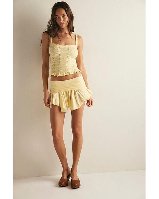 Intimately By Free People Yellow So Soft Frill Square Neck Tank Top By