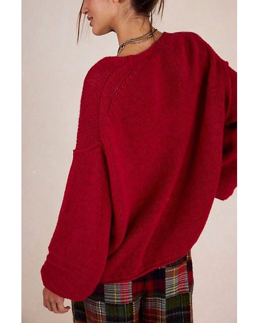 Free People Red Marina Softspun Knit Sweater