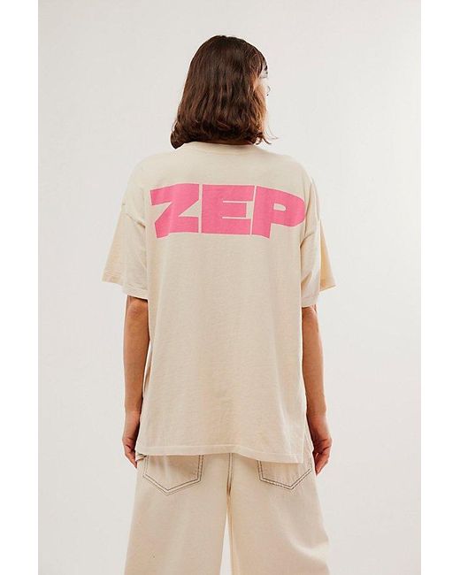 Daydreamer Pink Led Zep Merch Tee At Free People In Dirty White, Size: Small