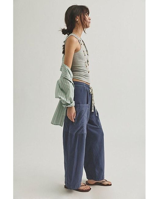 Free People Blue Jet Set Knit Pull-On Trousers
