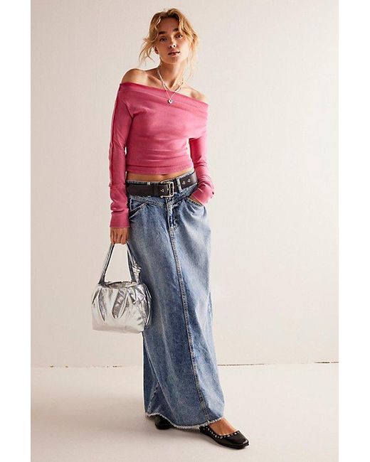Free People Blue Come As You Are Denim Maxi Skirt At Free People In Medium Indigo, Size: Us 0