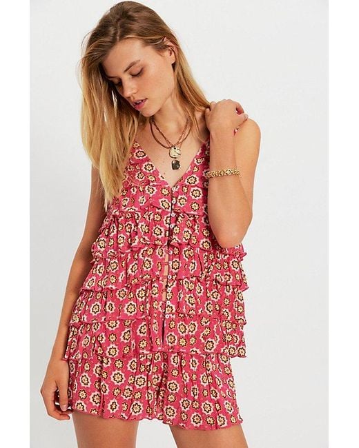Free People Red Ruffle Me Up Set