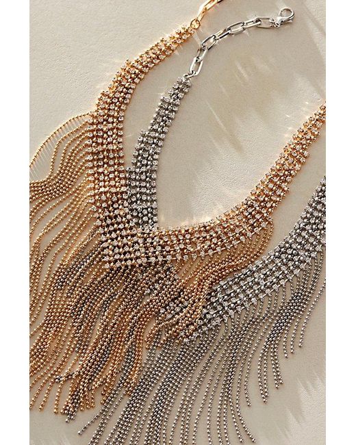 Free People Brown Cross My Heart Fringe Necklace