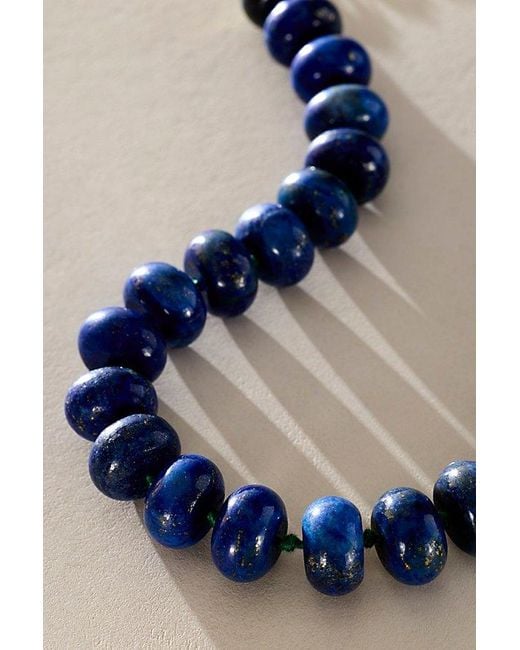Free People Blue Sabina Semiprecious Beaded Stone Choker Necklace